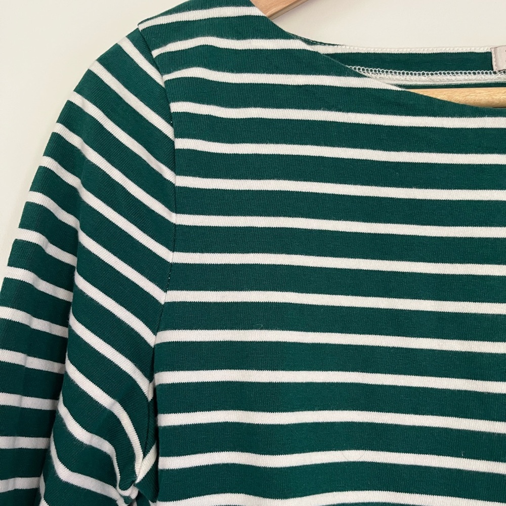 J. Crew Green and White Striped Long Sleeve Top - Size S - NWOT - Picture 2 of 8